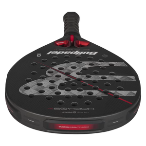 Bullpadel Hack 05 Hybrid 2027, rear view laid flat, showing the CustomWeight System slots