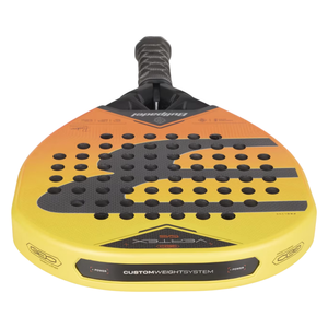 Bullpadel Vertex 05 Geo 2027, rear view laid flat, showing the CustomWeight System slots