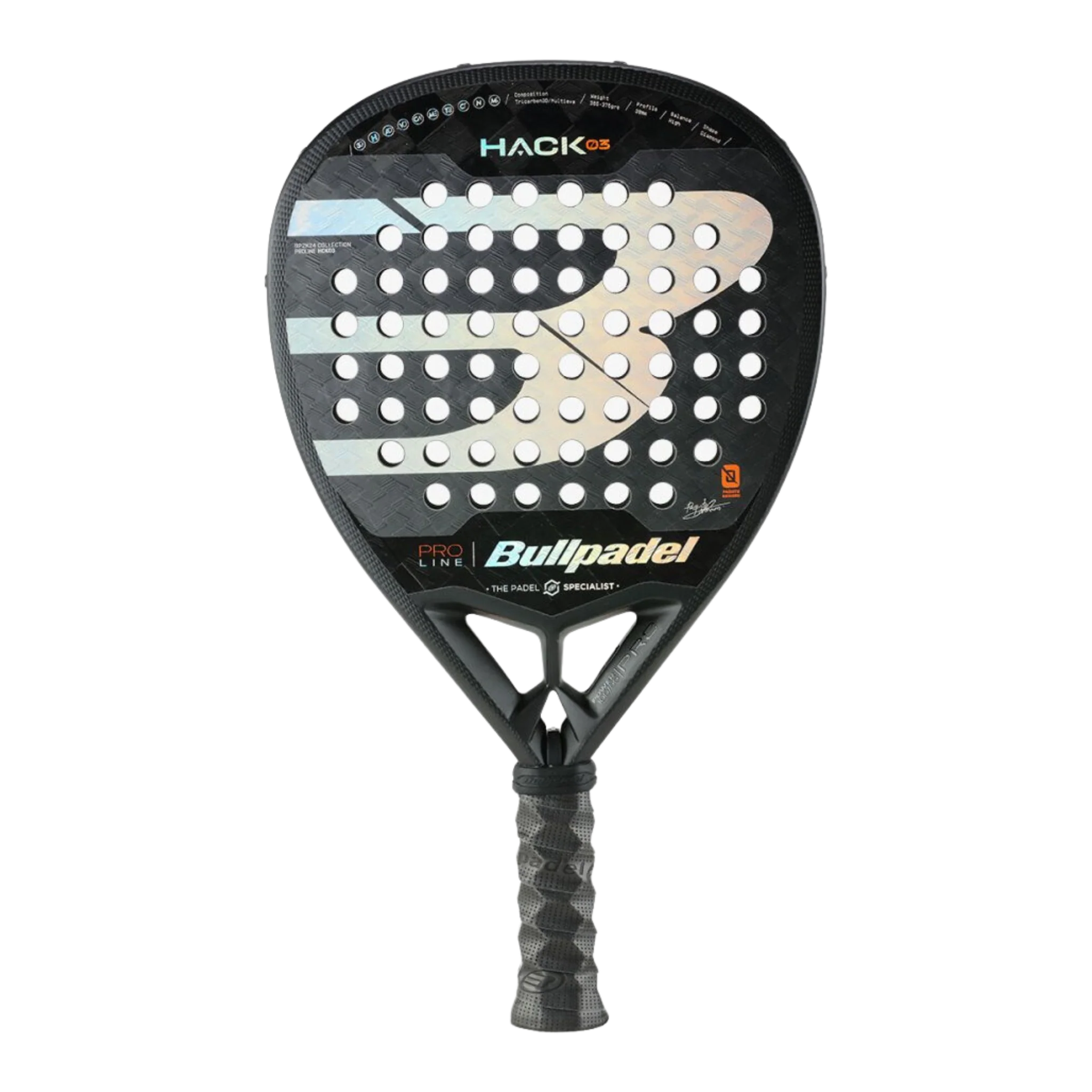 Bullpadel Hack 03 2024 - 18 Carbon Fibre Padel Racket