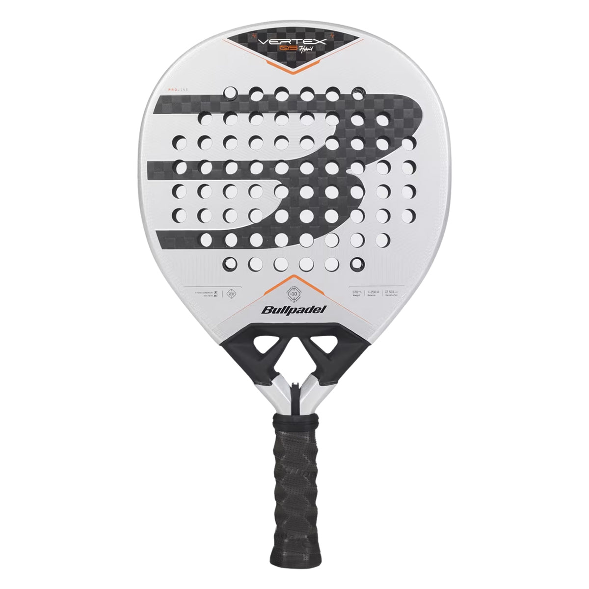 Bullpadel Vertex 05 Hybrid 2027 Padel racket in white and silver, front view